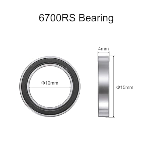uxcell 10pcs 6700-2RS Bearing 10x15x4mm, Chrome Steel, Miniature, ABEC3 - size: 6700-2RS