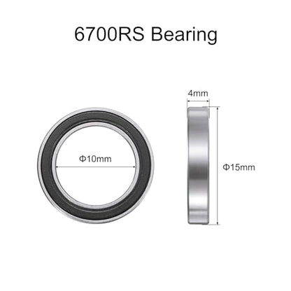 uxcell 10pcs 6700-2RS Bearing 10x15x4mm, Chrome Steel, Miniature, ABEC3 - size: 6700-2RS
