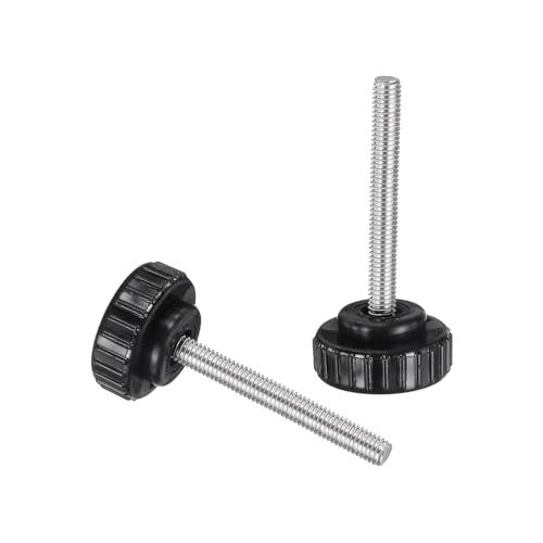 uxcell 2pcs Knurled Clamping Knobs M6 x 55mm Metric 304 Stainless Steel Male Thread Thumb Screw on Type 30mm Plastic Round Head Threaded Hand Bolt Stud Knobs Black - size: M6 x 55mm x 30mm