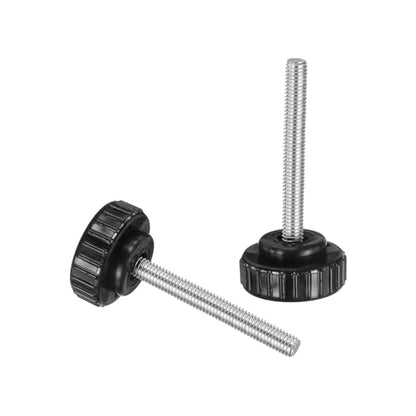 uxcell 2pcs Knurled Clamping Knobs M6 x 55mm Metric 304 Stainless Steel Male Thread Thumb Screw on Type 30mm Plastic Round Head Threaded Hand Bolt Stud Knobs Black - size: M6 x 55mm x 30mm