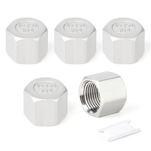 TAISHER 5Pcs 304 SS Cap Pipe Plug Socket Fitting 1/2" NPT Female - size: 1/2" FNPT(Cap)