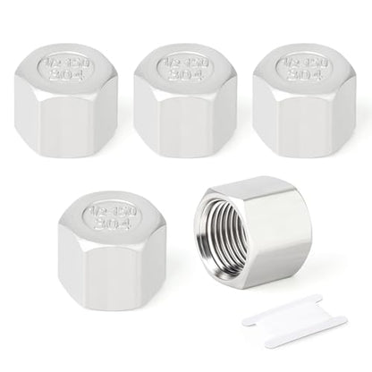 TAISHER 5Pcs 304 SS Cap Pipe Plug Socket Fitting 1/2" NPT Female - size: 1/2" FNPT(Cap)