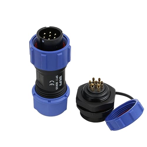 SP17 7 Pin Connector 5A Power Aviation Circular Threaded Solder Rear Mount Panel Socket Plug, 18AWG Wire - size: 7 pin 5A
