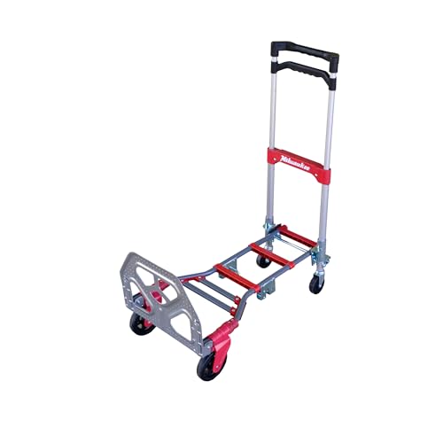 Milwaukee Hand Trucks 73333 Fold-Up Convertible Hand Truck, 4-Piece Frame, Compact Storage, 300 lb Capacity, Red