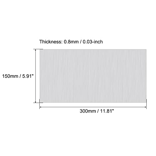 uxcell 6061 Aluminum Sheet, 300mm x 150mm Rectangle Aluminum Plate 0.8mm Thick Flat Metal Stock with Protective Film - size: 300mmx150mmx0.8mm