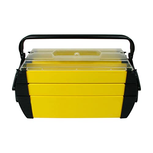 Portable Tool Box - Storage Compartments for Tools, Parts, Crafting Supplies or Tackle by Stalwart - Cantilever Toolbox, 18"L x 11.8"W x 8.25"H, Black/Yellow - style: Cantilever Toolbox