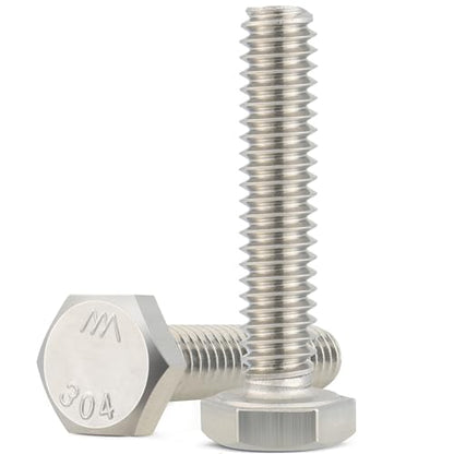 VGBUY 70Pcs 1/4-20 x 1/2" Hex Head Screws Bolts,304 Stainless Steel 18-8,Fully Threaded,External Hex Drive,Mounting Chair,Rail,Pump,Wheels,Handles,Antenna Parts,Boat and Plastic Bumpers(VG10201) - size: 1/2", style: 1/4-20"