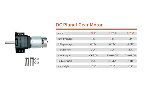 6-22v 200W DC Planet Gear Motor 90kg.cm High Torque Mini Metal Geared Motor for DIY Robot Rotating Table Door Lock Curtain Machine