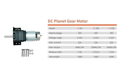 6-22v 200W DC Planet Gear Motor 90kg.cm High Torque Mini Metal Geared Motor for DIY Robot Rotating Table Door Lock Curtain Machine
