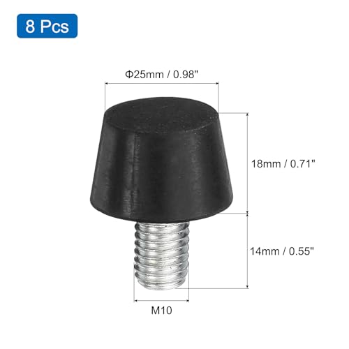 uxcell 8Pcs Thread Adjustable Levelling Feet, 0.98" x 0.71" Rubber Furniture Feet with M10 x 14mm Studs for Table Chair Feet Floor Protector, Black - size: 0.98" x 0.71", M10 x 14mm