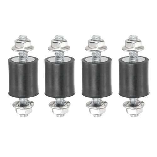 PATIKIL M4 15x8mm Rubber Isolator Mounts, 4 Pcs Rubber Studs Shock Absorber Anti-Vibration Isolation Damping Mounts with Lock Nuts for Motor, Air Compressor, Engines (28mm Height) - size: M4-15x8x28mm