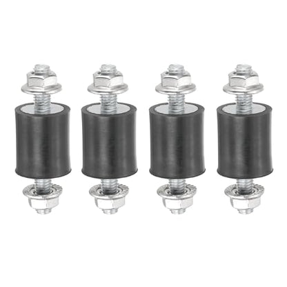 PATIKIL M4 15x8mm Rubber Isolator Mounts, 4 Pcs Rubber Studs Shock Absorber Anti-Vibration Isolation Damping Mounts with Lock Nuts for Motor, Air Compressor, Engines (28mm Height) - size: M4-15x8x28mm