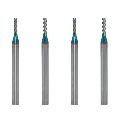 1/16" Carbide Square End Mill, 3 Flute, DLC Coating, 4 Pcs - size: 1/16" (4 Pieces)