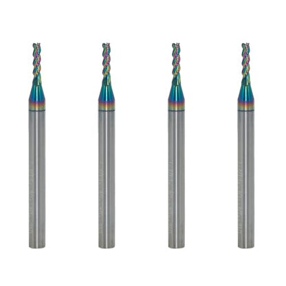 1/16" Carbide Square End Mill, 3 Flute, DLC Coating, 4 Pcs - size: 1/16" (4 Pieces)