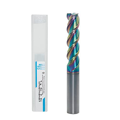 1/2" Extra Long Carbide Square End Mill, 3 Flute, 4” OAL, 1 Pc - size: 1/2" Extra Long (1 Pieces)