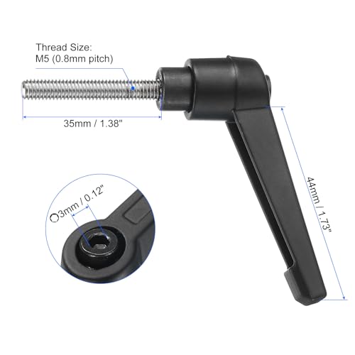 uxcell 4pcs Clamping Lever Handles, M5 x 35mm 304 Stainless Steel Threaded Male Stud, Adjustable Handles Locking Quick Release Ratchet Push Button Bolt Knobs, Black - size: M5 x 35mm