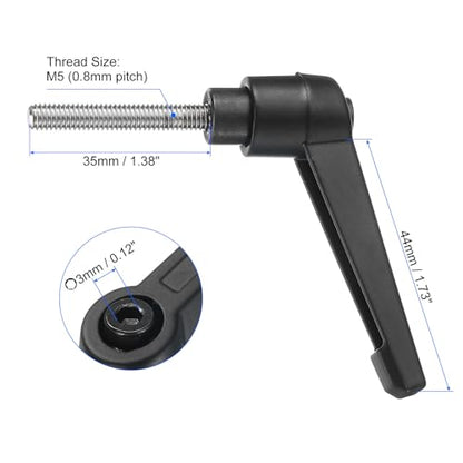 uxcell 4pcs Clamping Lever Handles, M5 x 35mm 304 Stainless Steel Threaded Male Stud, Adjustable Handles Locking Quick Release Ratchet Push Button Bolt Knobs, Black - size: M5 x 35mm
