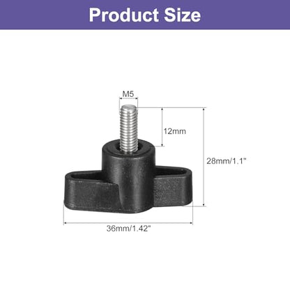uxcell 5Pcs Clamping Screw Knob, M5 x 12mm Metric 304 Stainless Steel T Shaped Thumb Screws Handle for Quick Remove Hand Tightening Knob Replacement - size: M5 x 12mm