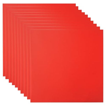 10 Pcs 8”X8” Red Opaque Rigid Plastic Sheet, 0.02 inch Thick PVC Sheet 200mm x 200mm for Office DIY Cutting - color: Red