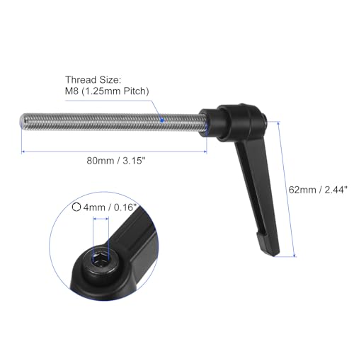 uxcell 2pcs Clamping Lever Handles, M8 x 80mm 304 Stainless Steel Threaded Male Stud, Adjustable Handles Locking Quick Release Ratchet Push Button Bolt Knobs, Black - size: M8 x 80mm