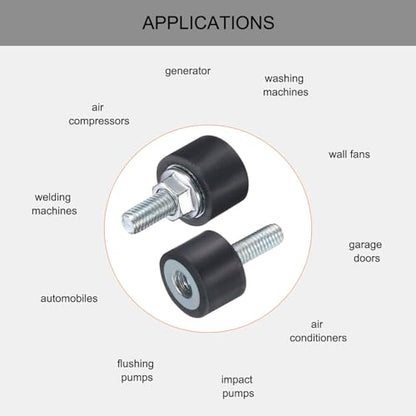 uxcell 6pcs M5x15mm Rubber Isolator Mounts with Studs 15x10mm - size: VD-D15*H10, M5*15