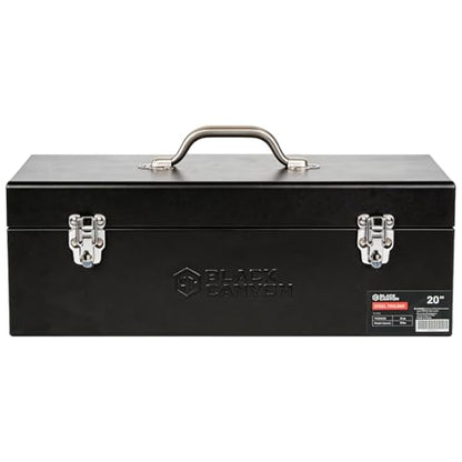 Black Canyon 20 Inch Steel Tool Box, Metal Tool Box, 0.8mm Carbon Steel, Portable & Padlockable, Sturdy & Durable toolbox, Ideal for Trailer, Mechanic, DIY-ers, Car, Workshops, Garages, Repair Shops - size: 20 IN/STL