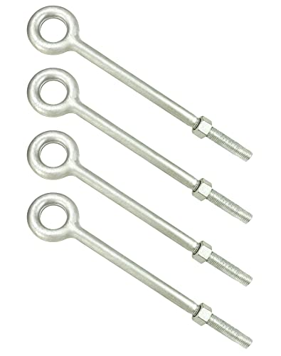 QWORK Eye Bolt with Nuts, 3/4'' x 12" Galvanized Eye Bolt, 4 Pack - color: 4 Pack