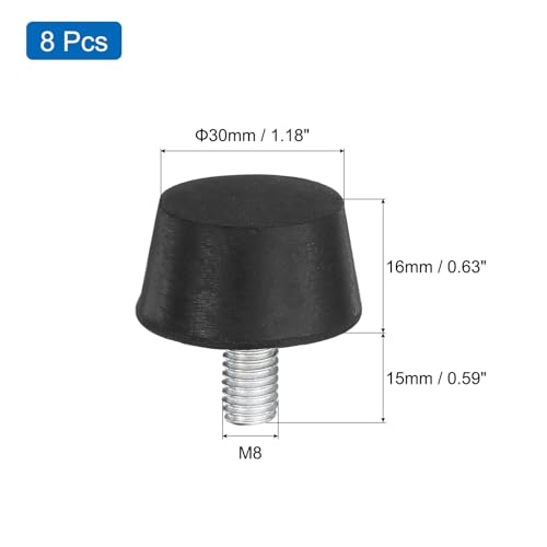 uxcell 8Pcs Thread Adjustable Levelling Feet, 1.18" x 0.63" Rubber Furniture Feet with M8 x 15mm Studs for Table Chair Feet Floor Protector, Black - size: 1.18" x 0.63", M8 x 15mm
