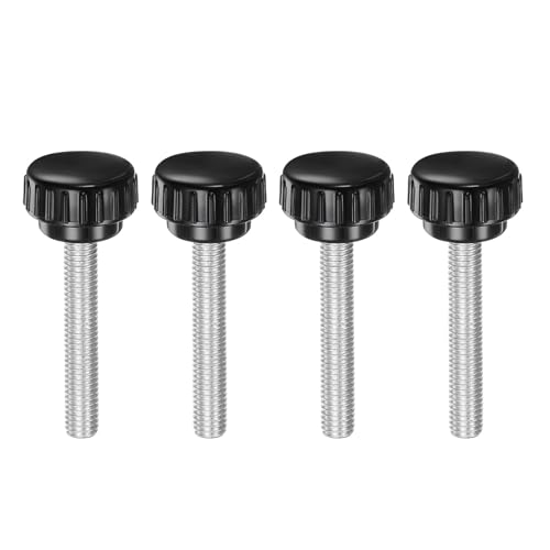 uxcell 4pcs Knurled Clamping Knobs M8 x 50mm Metric Zinc Plated Carbon Steel Male Thread Thumb Screw on Type 30mm Plastic Round Head Threaded Hand Bolt Stud Knobs Black - size: M8 x 50mm x 30mm