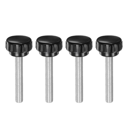uxcell 4pcs Knurled Clamping Knobs M8 x 50mm Metric Zinc Plated Carbon Steel Male Thread Thumb Screw on Type 30mm Plastic Round Head Threaded Hand Bolt Stud Knobs Black - size: M8 x 50mm x 30mm