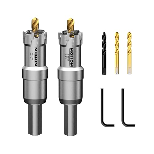 Mollom 3/4" (19mm) 2Pcs Heavy Duty Carbide Hole Saw with 3 Pilot bit - size: 19mm | 3/4" - 2PCS