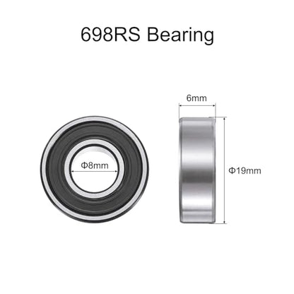 uxcell 10pcs 698-2RS Bearing 8x19x6mm, Chrome Steel, Miniature, ABEC3 - size: 698-2RS