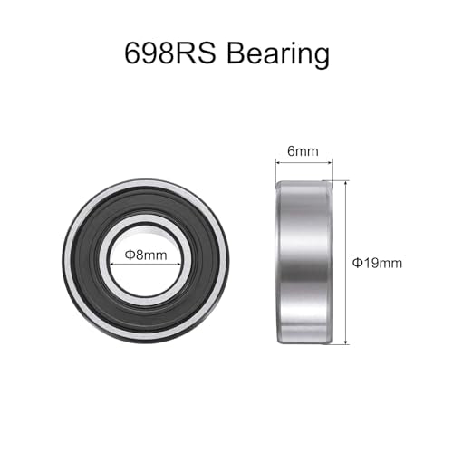 uxcell 10pcs 698-2RS Bearing 8x19x6mm, Chrome Steel, Miniature, ABEC3 - size: 698-2RS