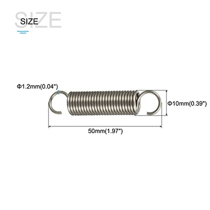 METALLIXITY Extension Spring (1.2x10x50mm/0.047"x0.39"x1.97") 5Pcs, Stainless Steel Tension Spring Wire - for Home Repair Construction Machinery - size: 0.047"x0.39"x1.97"