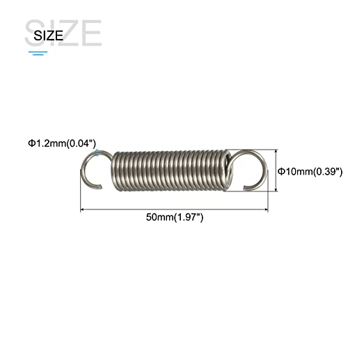 METALLIXITY Extension Spring (1.2x10x50mm/0.047"x0.39"x1.97") 5Pcs, Stainless Steel Tension Spring Wire - for Home Repair Construction Machinery - size: 0.047"x0.39"x1.97"