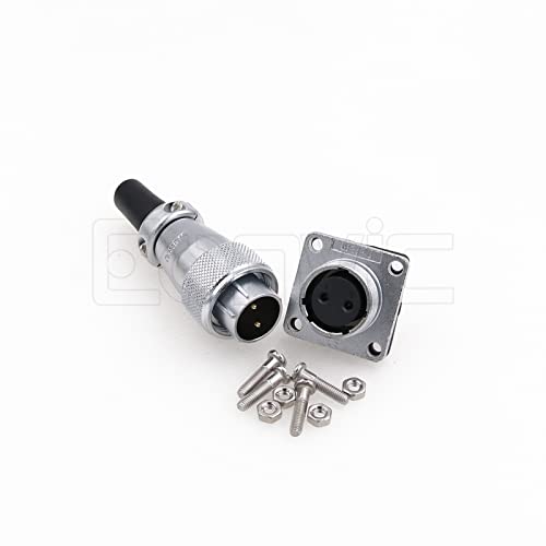 WS16 2 Pin Aviation Connector Waterproof Plug Male Female Square Socket Metal Threaded Signal LED Industrial Equipment - size: 2Pin