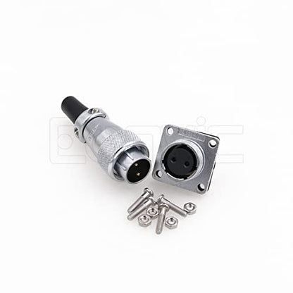 WS16 2 Pin Aviation Connector Waterproof Plug Male Female Square Socket Metal Threaded Signal LED Industrial Equipment - size: 2Pin