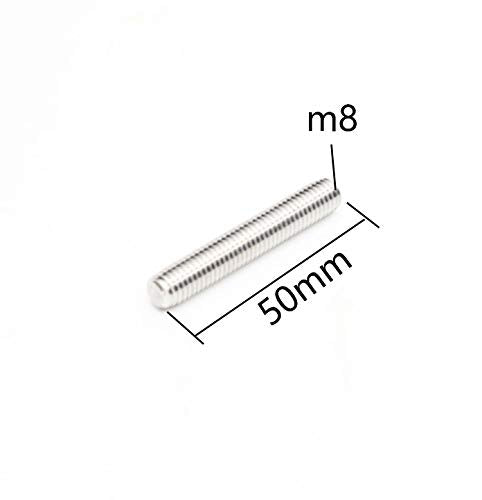 M8 x 50mm，304 Stainless Steel Full Threaded Rod, Right Hand Thread (10Pieces) - size: m8x50(10pcs)
