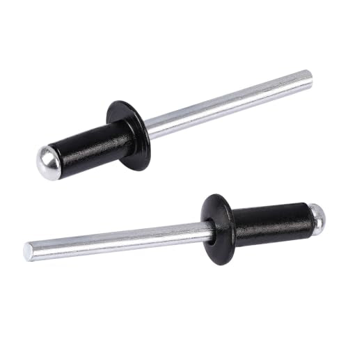Aluminum Blind Rivets 1/4 x 3/8" - Pack of 100 – Dome Head Pop Rivets, Corrosion-Resistant Fasteners for Metal, Wood, Plastic - color: Black, size: 1/4 x 3/8"