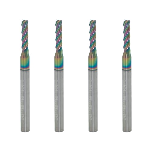 3/32" Carbide Square End Mill, 3 Flute, DLC Coating, 4 Pcs - size: 3/32" (4 Pieces)