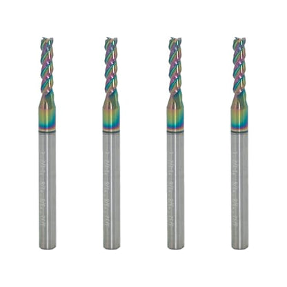 3/32" Carbide Square End Mill, 3 Flute, DLC Coating, 4 Pcs - size: 3/32" (4 Pieces)