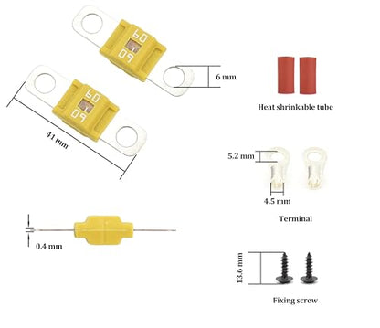 Midi ANS-H Bolt Down Fuse Hoder with 2X 60A Spare fuses, terminals, Shrinking Tubes, Screws and fixig Wrench All in one Package Ideal for Car Van, RV, Trailer and Marine Boat (Midi 60A) - size: Midi 60A