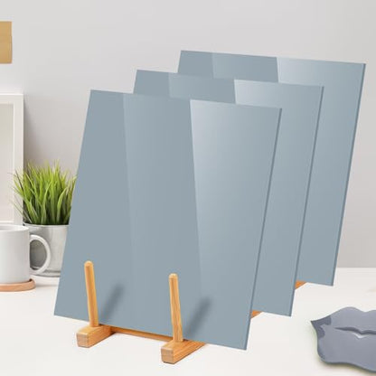 Adrattnay Gray Acrylic Sheets 1/8" Thick, 3Pcs 8 x 8 Opaque Cast Acrylic Sheets for Laser Cutting & Engraving-3mm, with Protective Paper - color: Gray