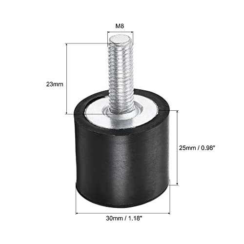 uxcell M8 Rubber Mounts, 4pcs Male Thread Vibration Isolator Shock Absorber, for Garage Motor Air Compressor Car Boat Bobbins, D30mmxH25mm - size: M8xD30mmxH25mm