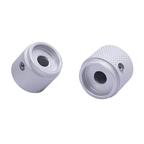 Taiss 2pcs Silver Aluminum Rotary Electronic Control Potentiometer Knob for 6mm Shaft, Volume/Audio/Switch Knob, 20mm x 17mm - color: Silver