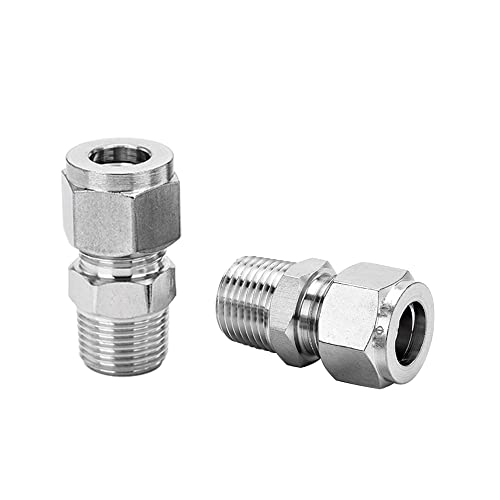 304 Stainless Steel Compression Fitting Adapter 6mm OD x 1/2" NPT Male 2pc - size: 6mm OD x 1/2" NPT