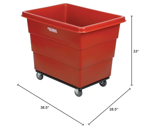 Global Industrial 12 Bushel Plastic Bulk Box Truck, Steel Base, Red - color: Red