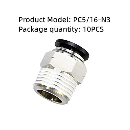 PNEUMATIC Push to Connect Fitting 5/16 Inch Tube OD x 3/8 Inch NPT Thread Male Straight Connector Air Fittings Black PC5/16-N3(Pack of 10) - color: Black, size: 0.313" OD x 0.375" MNPT