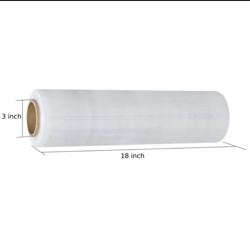 18" Stretch Film/Wrap 1500 feet 80 Gauge Industrial, Clear Packing Moving Packaging Heavy Duty Shrink Film Box of 4 (4 Rolls)- Wrap Holder Included - size: 4 Rolls