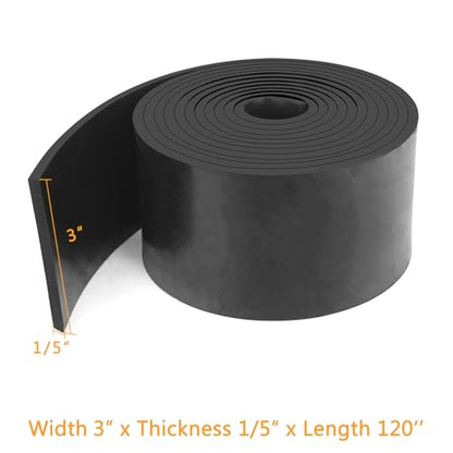 HooTown Solid Rubber Sheets Strips, No Adhesive Neoprene Rubber Rolls Seal - size: 3” Wide x 120” Long, style: 1/5" Thick